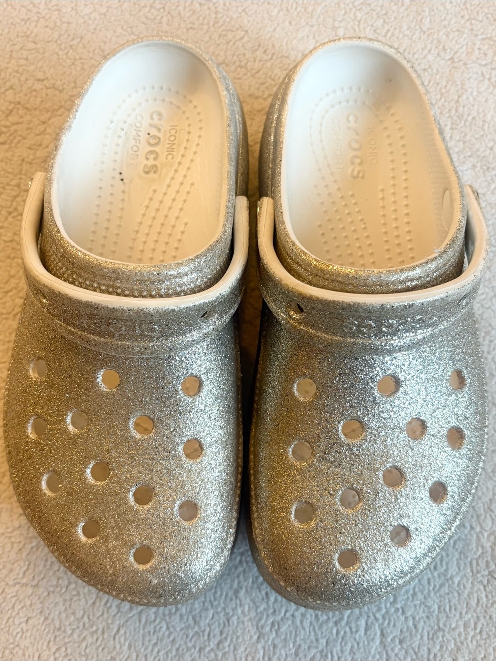 CROCS Classic Ombré Glitter Platform Clog Gold/Silver
